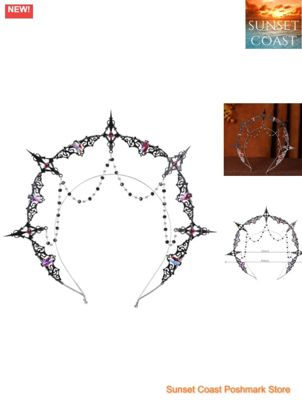 Gothic Handmade Halo Crown Plastic Headband Greek Goddess Witch Halloween